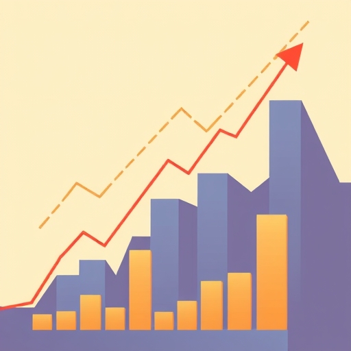An illustration of financial graphs.