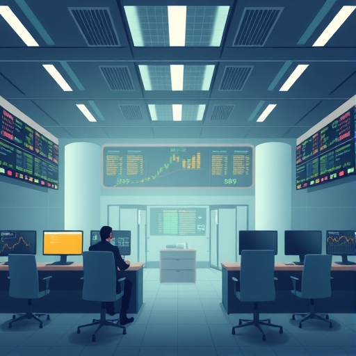An illustration of a trading floor.