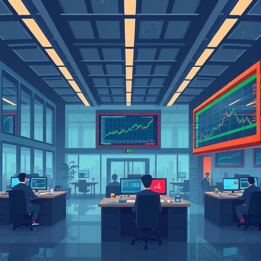 An illustration of a trading floor.