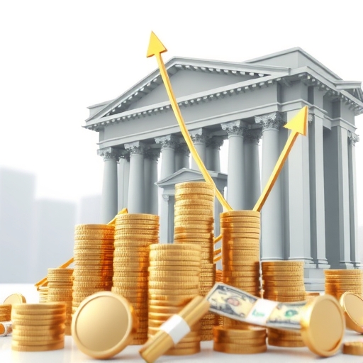 A chart showing money market trends with upward movement.