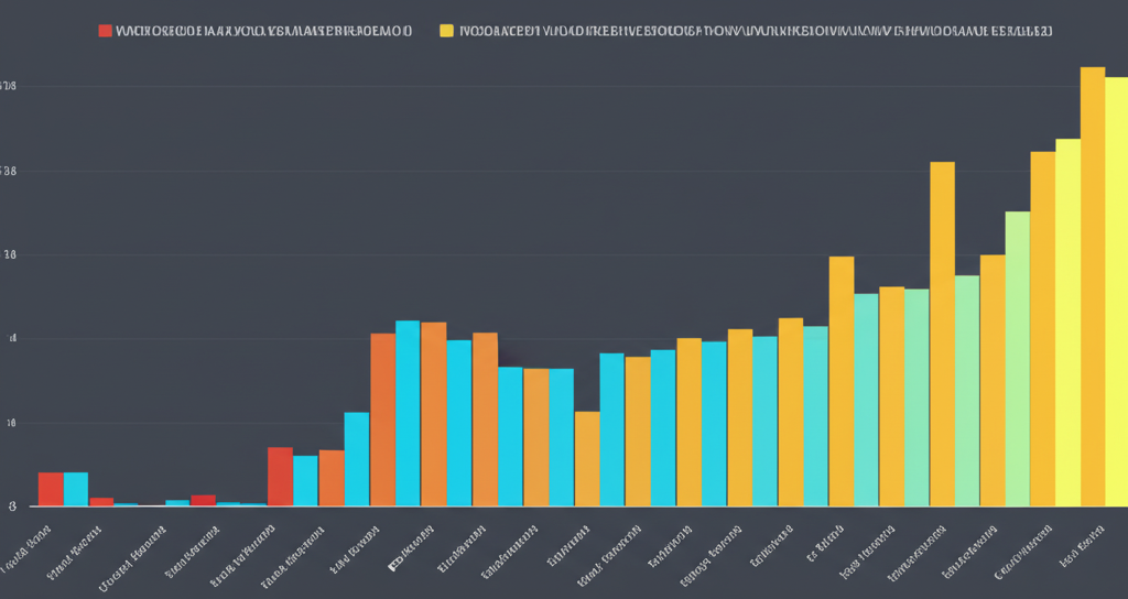 A minimalist bar chart showing steady, upward growth over time, with a small upward arrow.