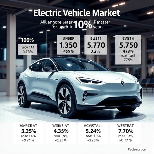 An electric vehicle market scene.
