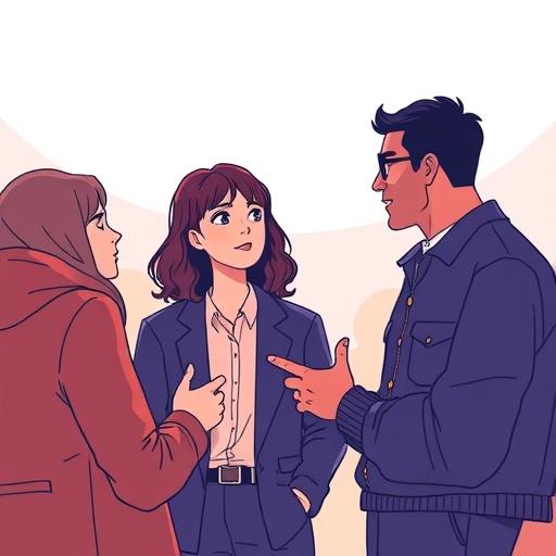 Illustration of talking people, representing global communication.