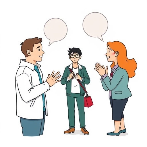 Illustration of talking people, representing community learning.