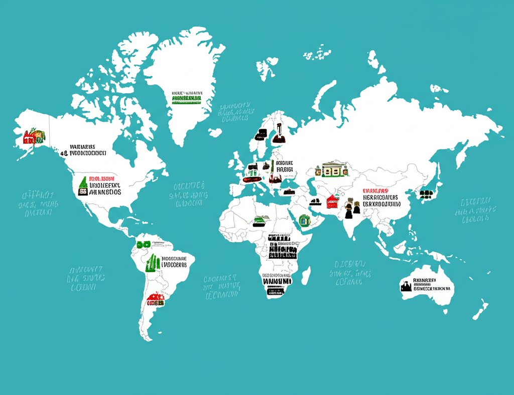 World map highlighting diverse global investment opportunities