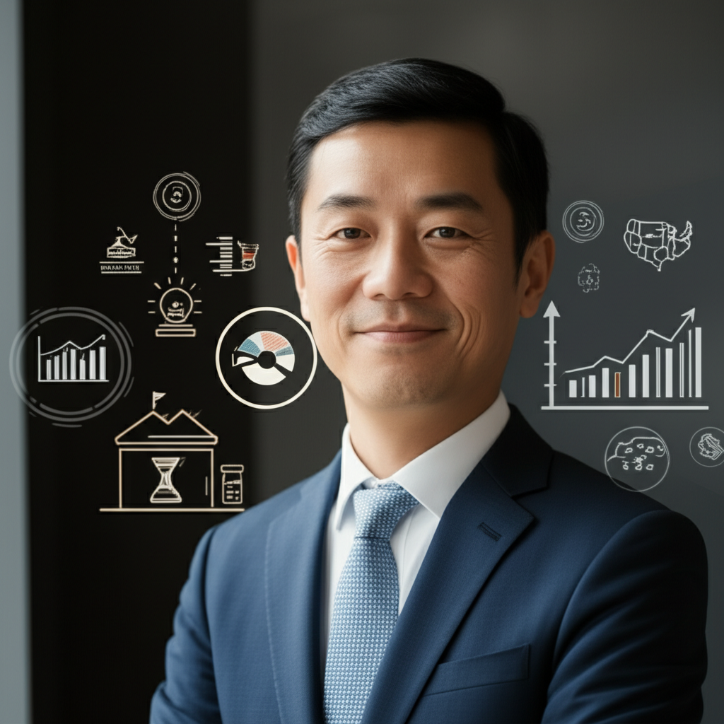 American investor reviewing a diversified portfolio on a digital dashboard