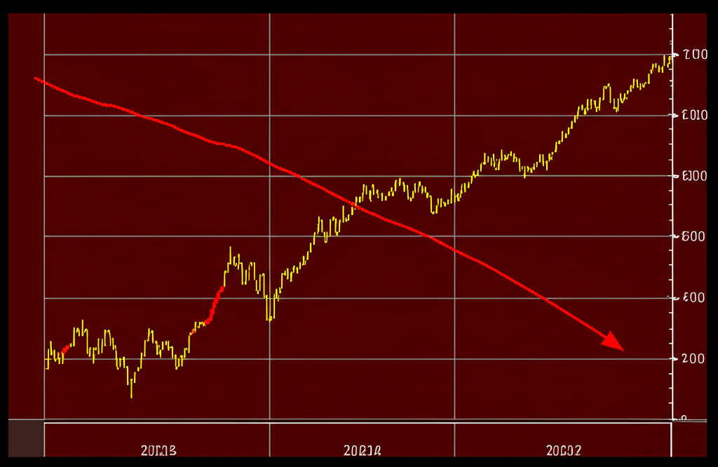 Chart showing inverse ETF performance during a market decline with volatility decay