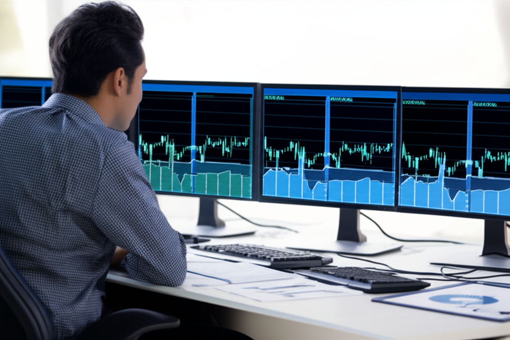 US investor analyzing bond performance charts