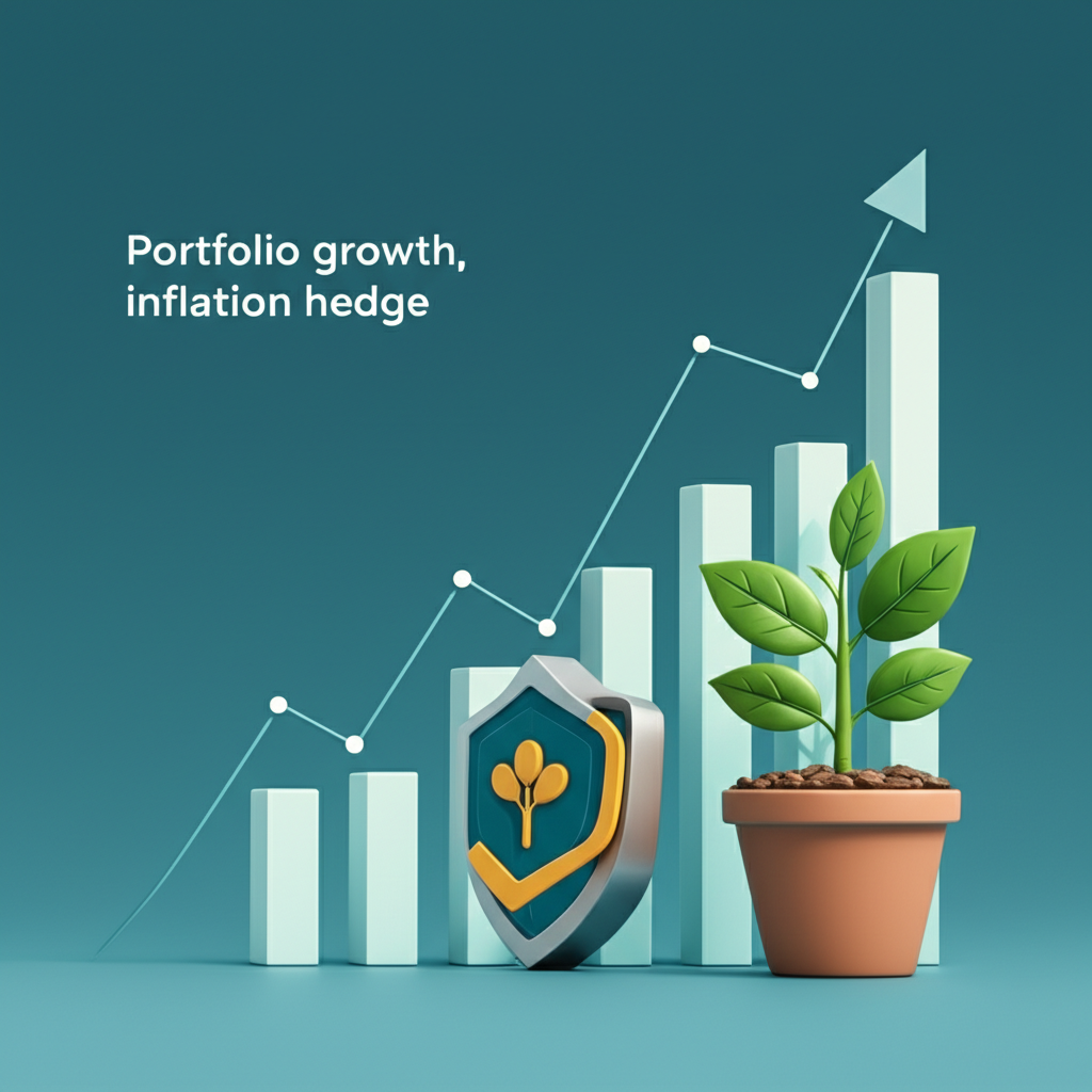 Portfolio growth chart illustrating commodities as an effective inflation hedge