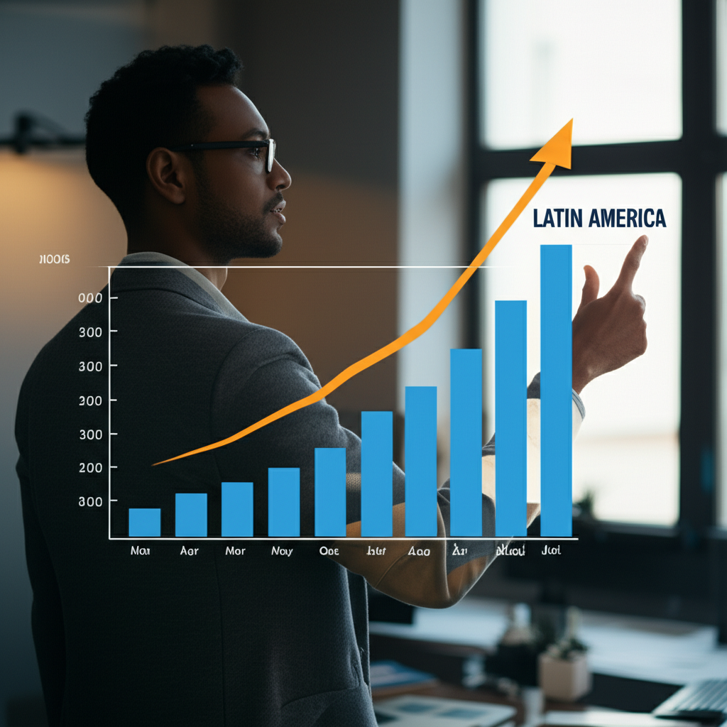 Investor reviewing growth chart for Latin America investments