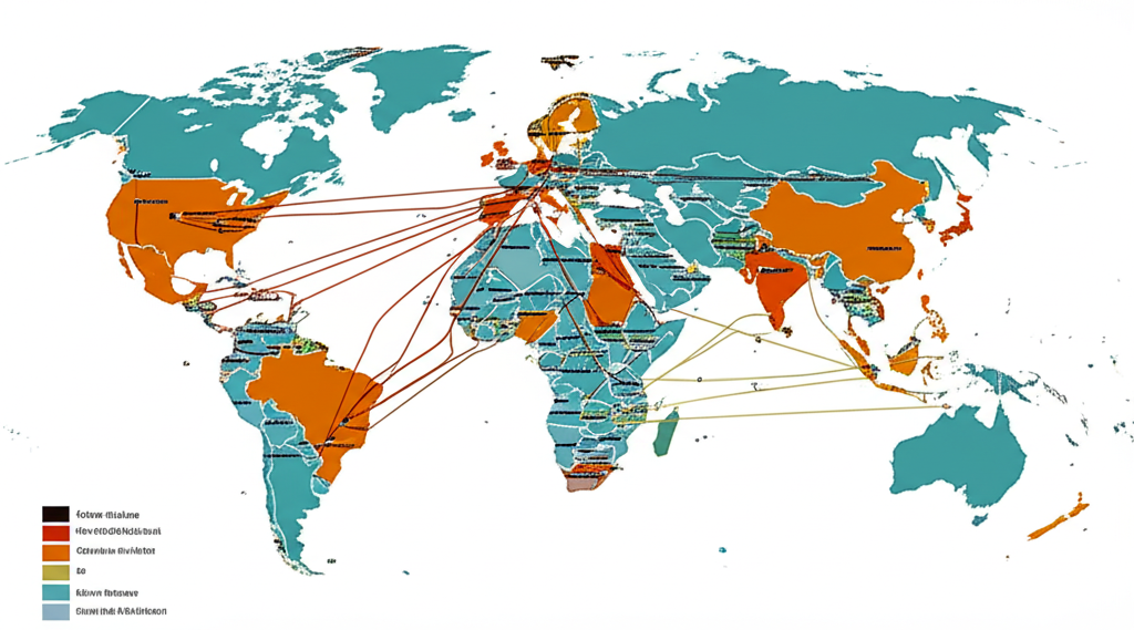 Map illustrating the global rare earth supply chain and key production regions