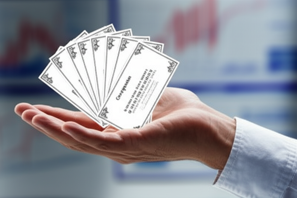 Corporate hand symbolically buying back shares from the market