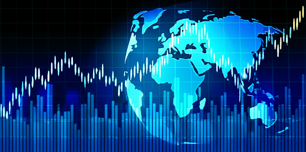 Globe with investment charts