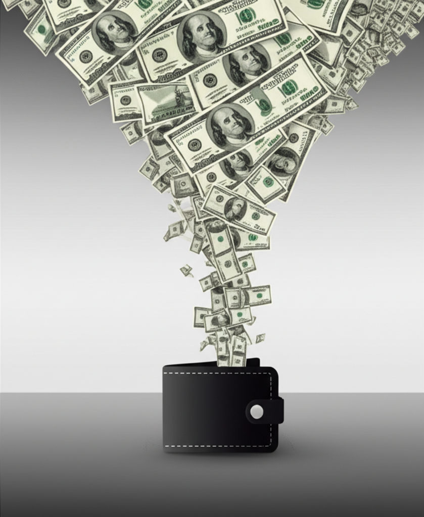 Money stream flowing into a portfolio
