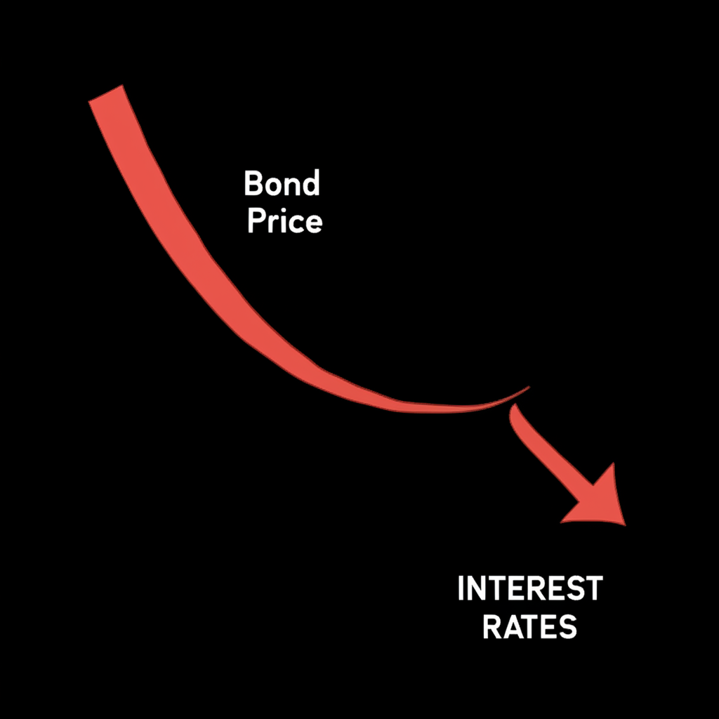 Illustration of bond prices declining as interest rates increase