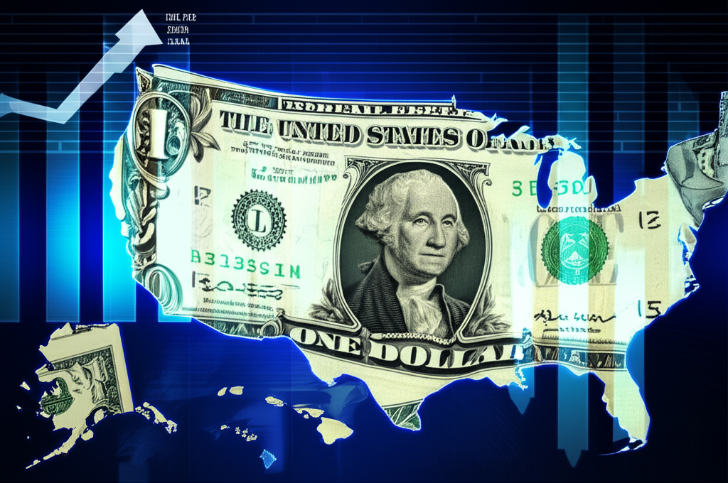 Digital charts, money, US map