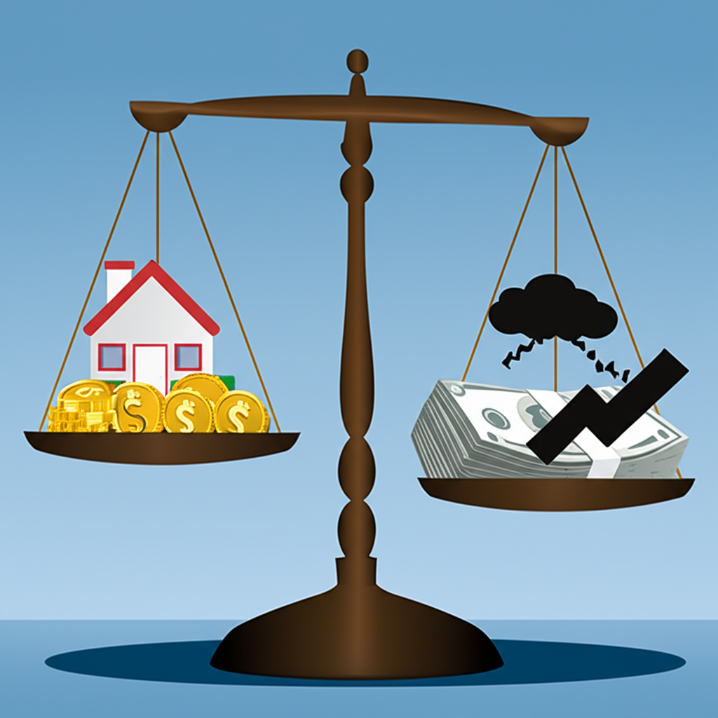 Illustration of diverse assets balancing risk in a portfolio