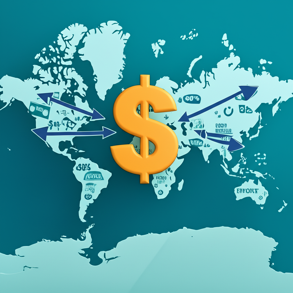 Visual representation of dollar strength's global economic impact on trade and investments