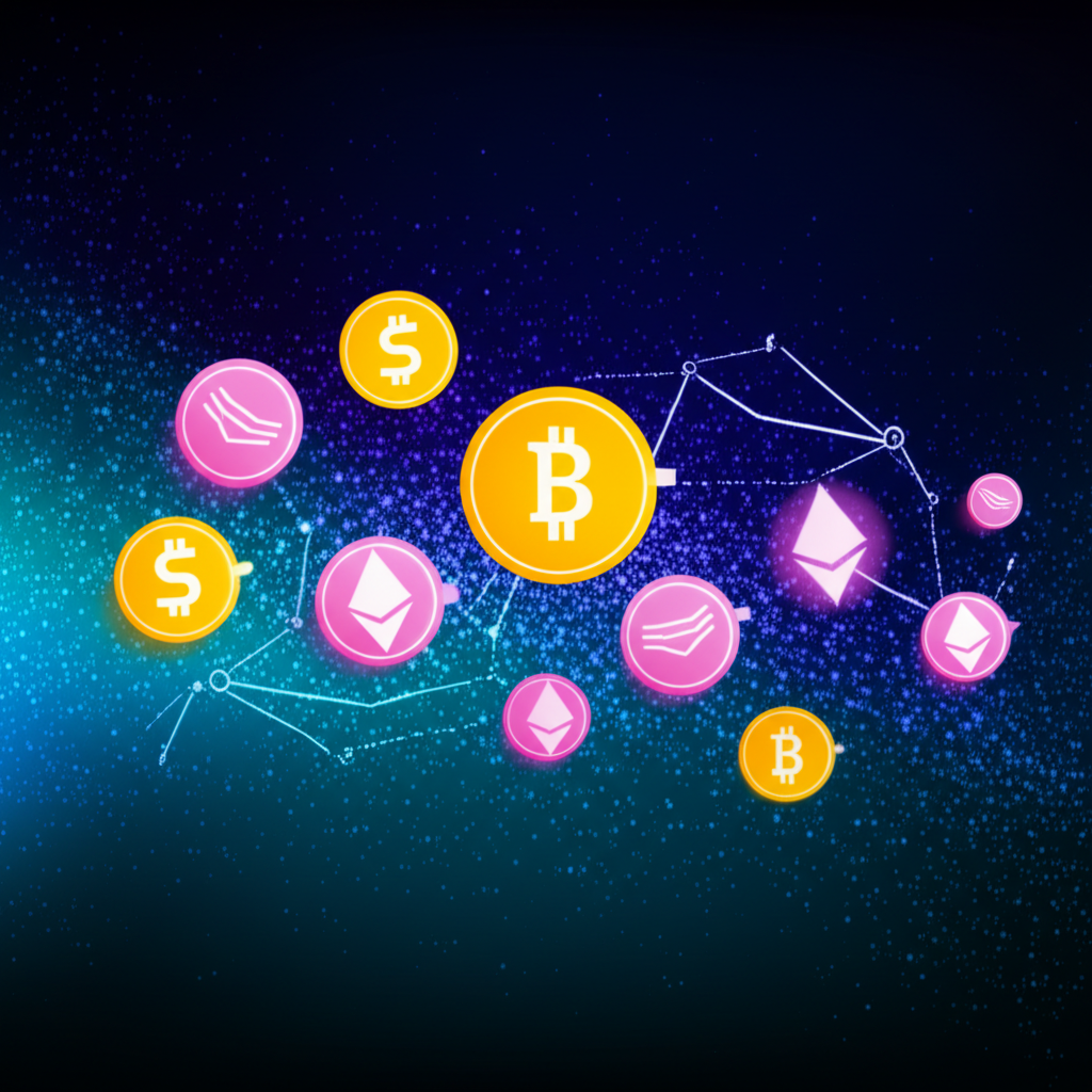 Digital finance, blockchain illustration