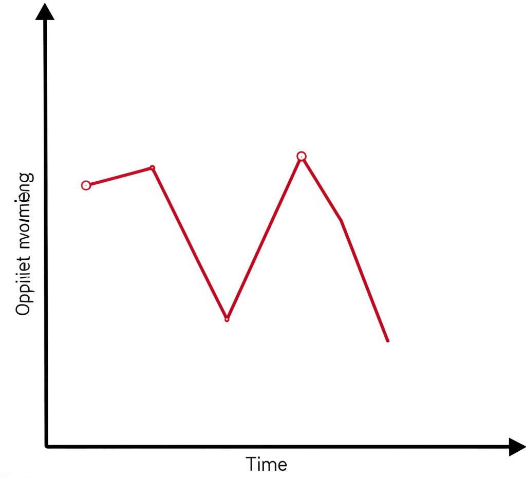 Graph showing opposite market movement between a stock index and its corresponding inverse ETF over time