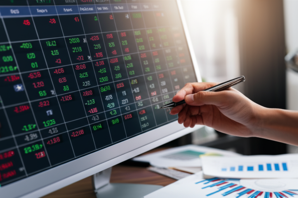 Investor analyzing US ETF data