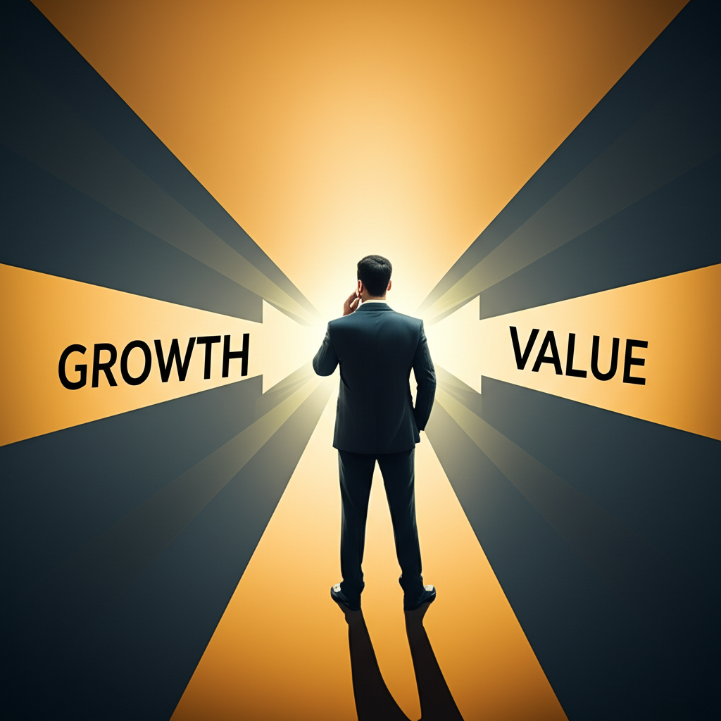 Investor choosing growth or value