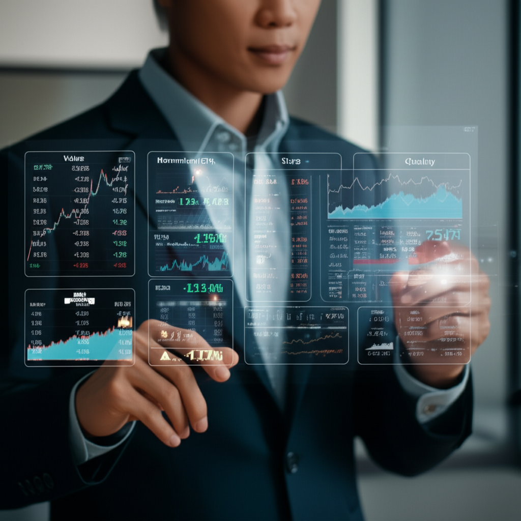 Investor analyzing factor ETFs