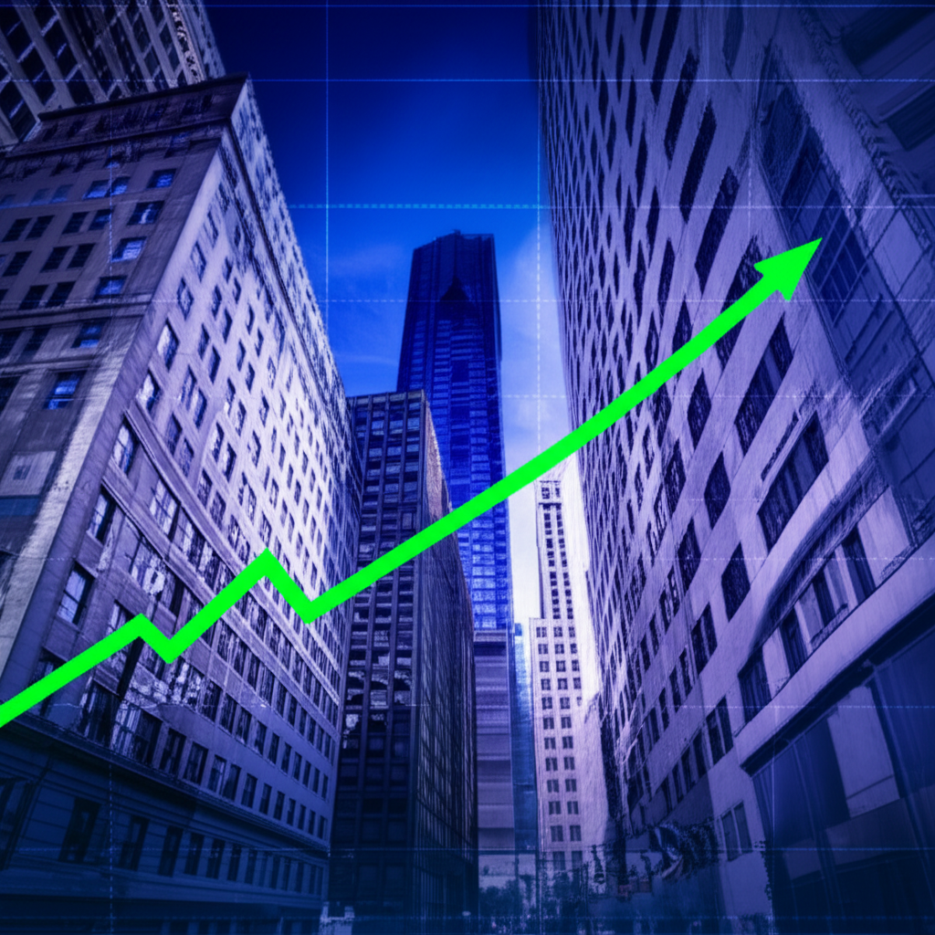 US financial market growth chart showing upward trend in sector performance and investor interest