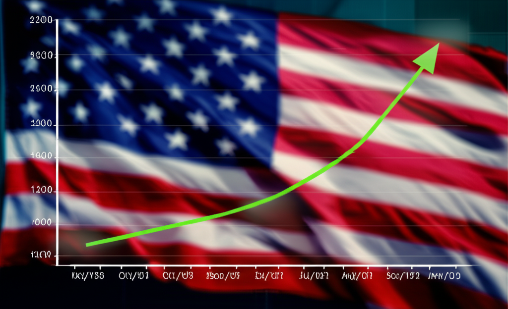 Historical growth chart of pharmaceutical ETFs with U.S. flag background indicating market performance trends