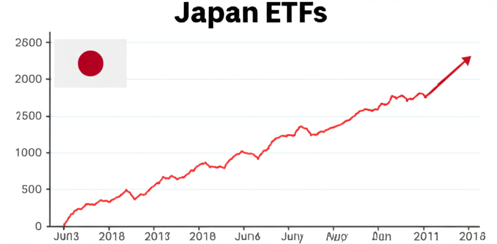 Japan ETFs chart with growth arrows