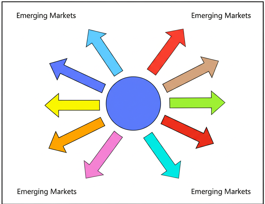 Illustration of capital flows and currency movements in emerging markets