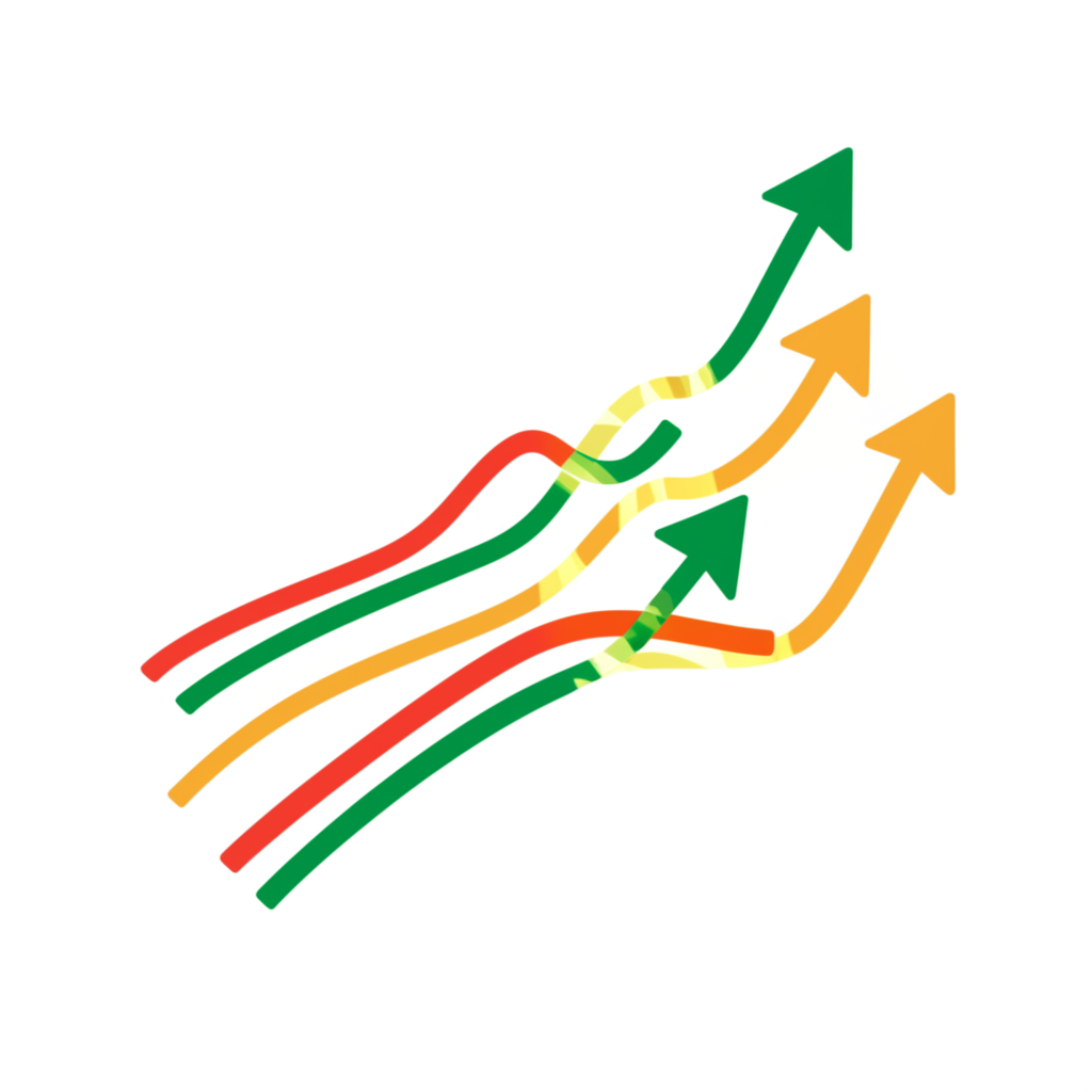 Growth chart with rising arrows illustrating upward market momentum