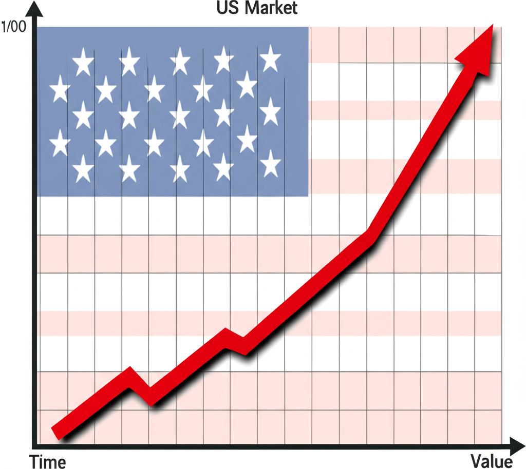 Financial growth chart, US market