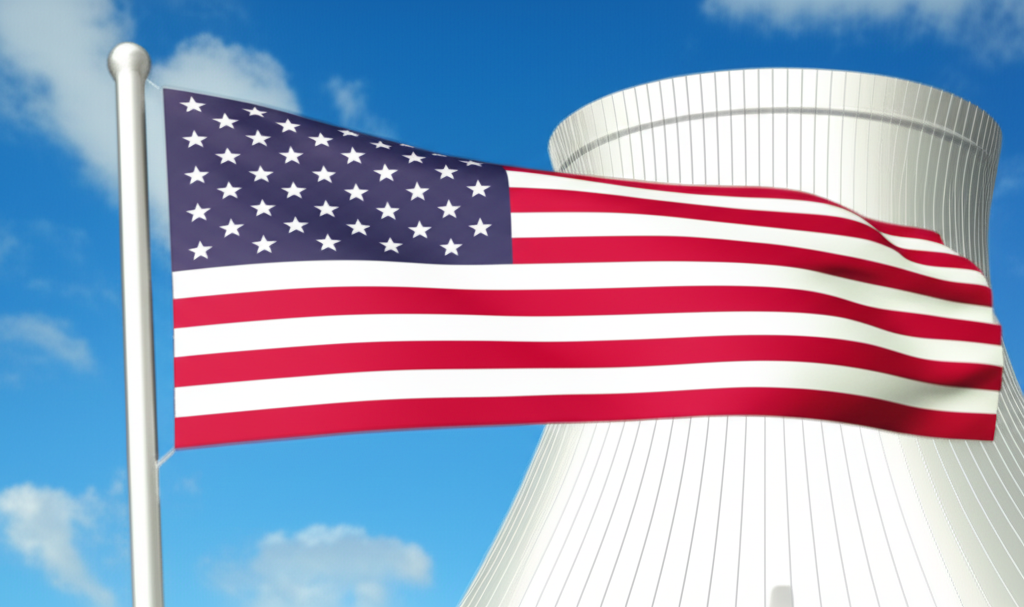 Nuclear reactor with US flag