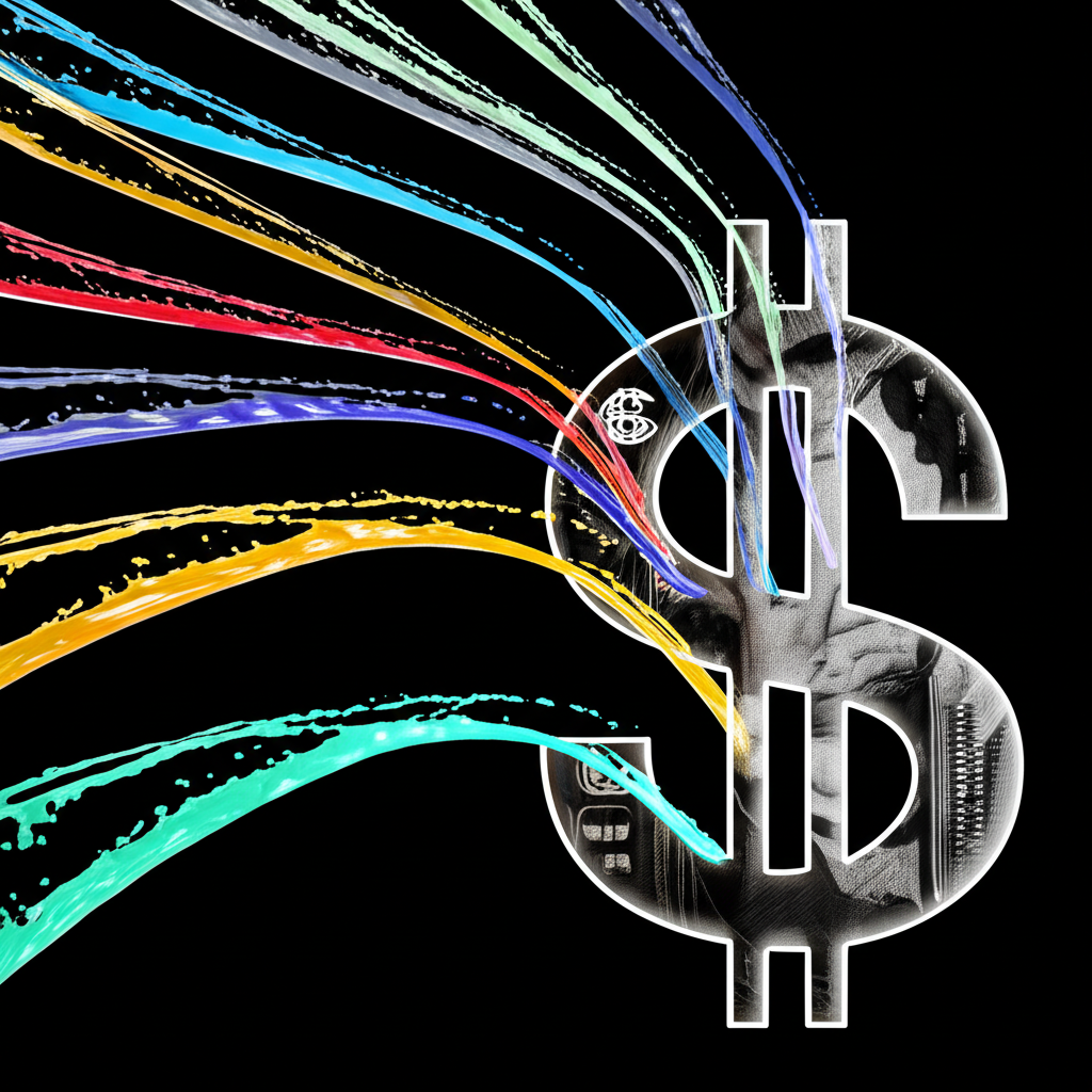 Global currencies flowing into the US dollar symbol
