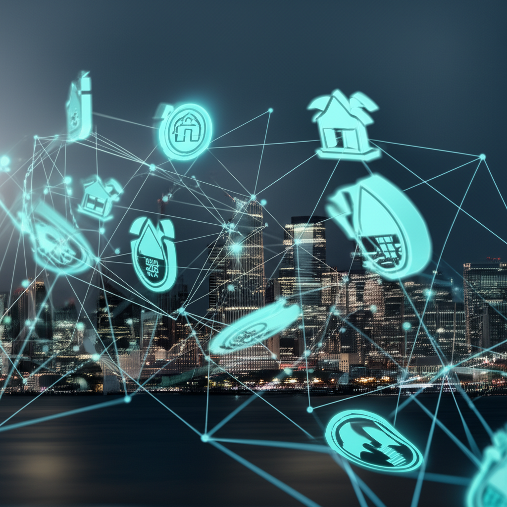 Diagram illustrating how real estate transforms into digital tokens on a blockchain