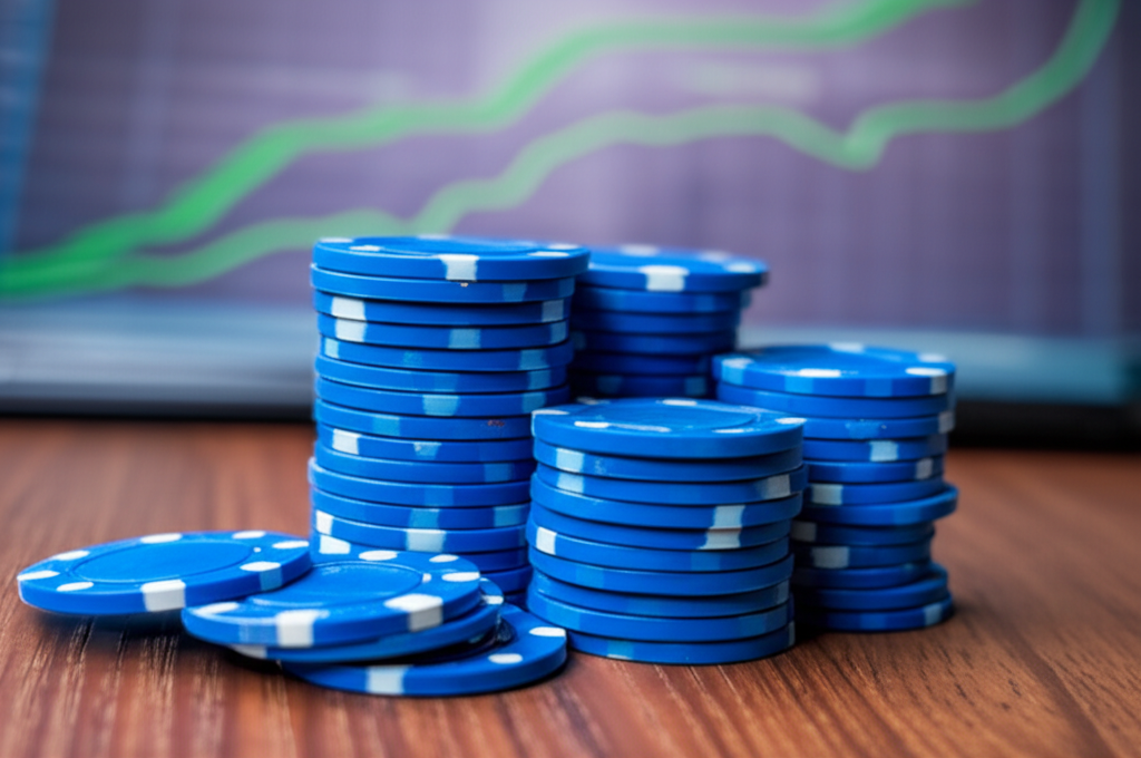 Stacks of blue chips and growth charts