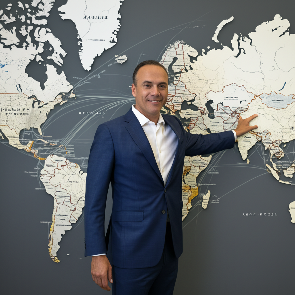 US investor reviewing global map for Asia-Pacific opportunities