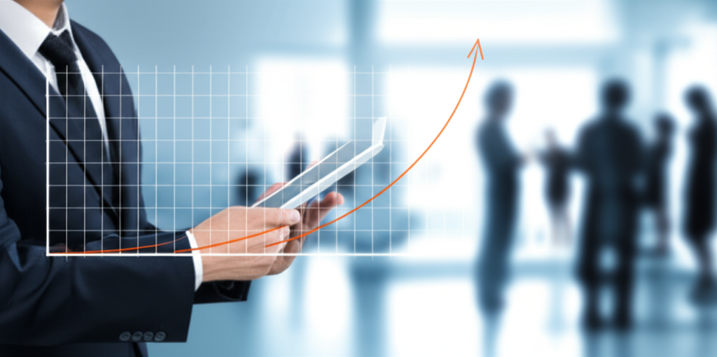 U.S. investor analyzing a growth chart showing 5G market expansion and stock performance