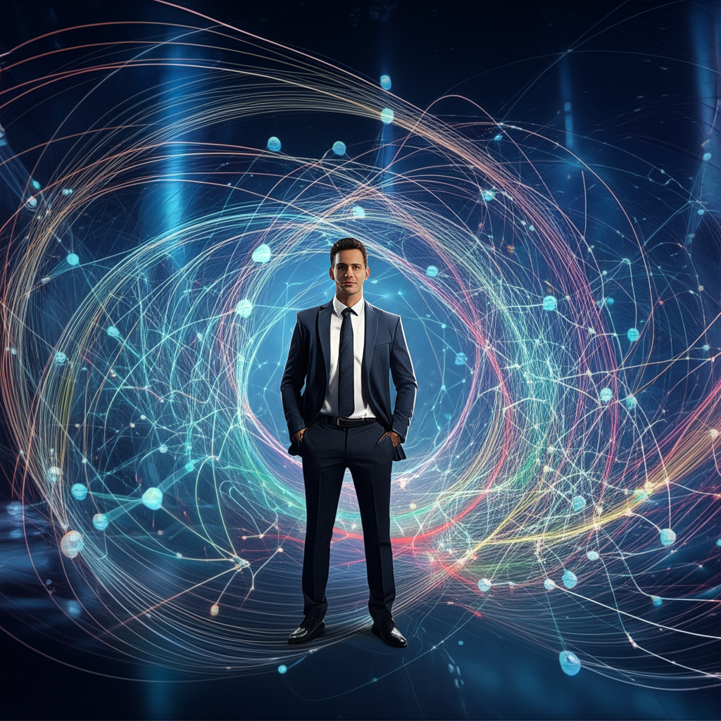 US investor with AI data, illustration