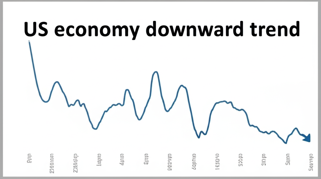 Charts depicting a downward trend in the US economy, including GDP, consumer prices, and interest rates