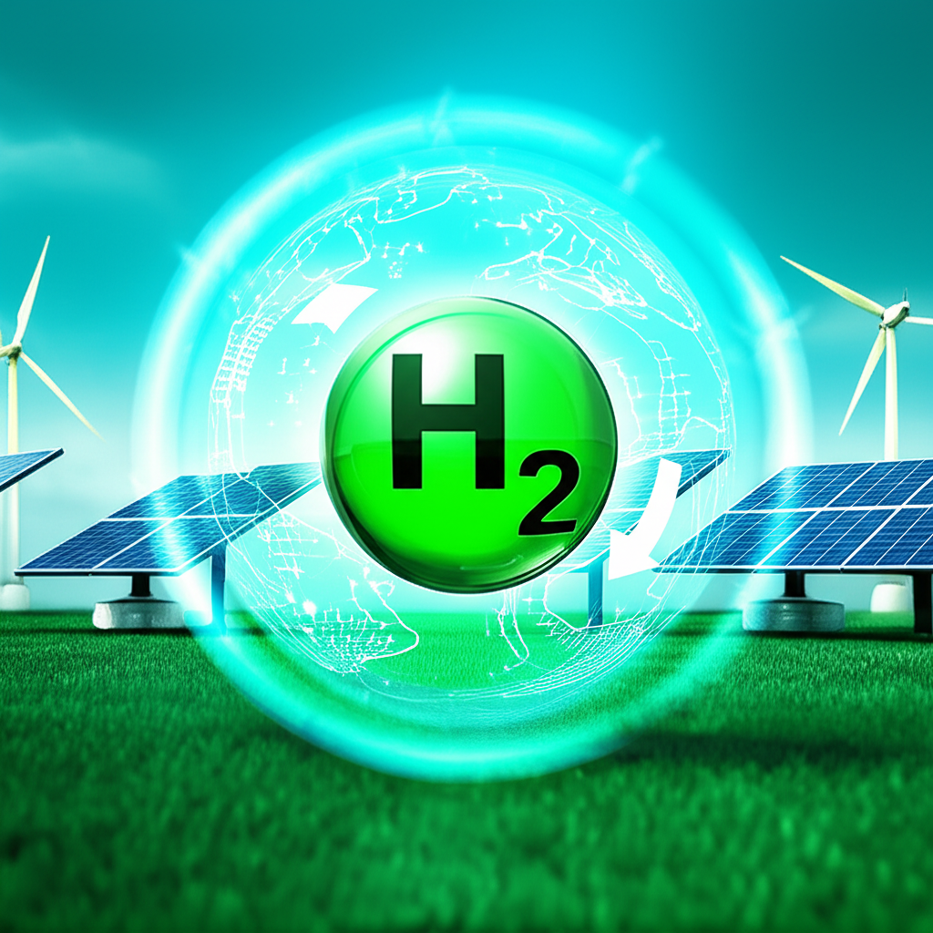 Green hydrogen energy illustration