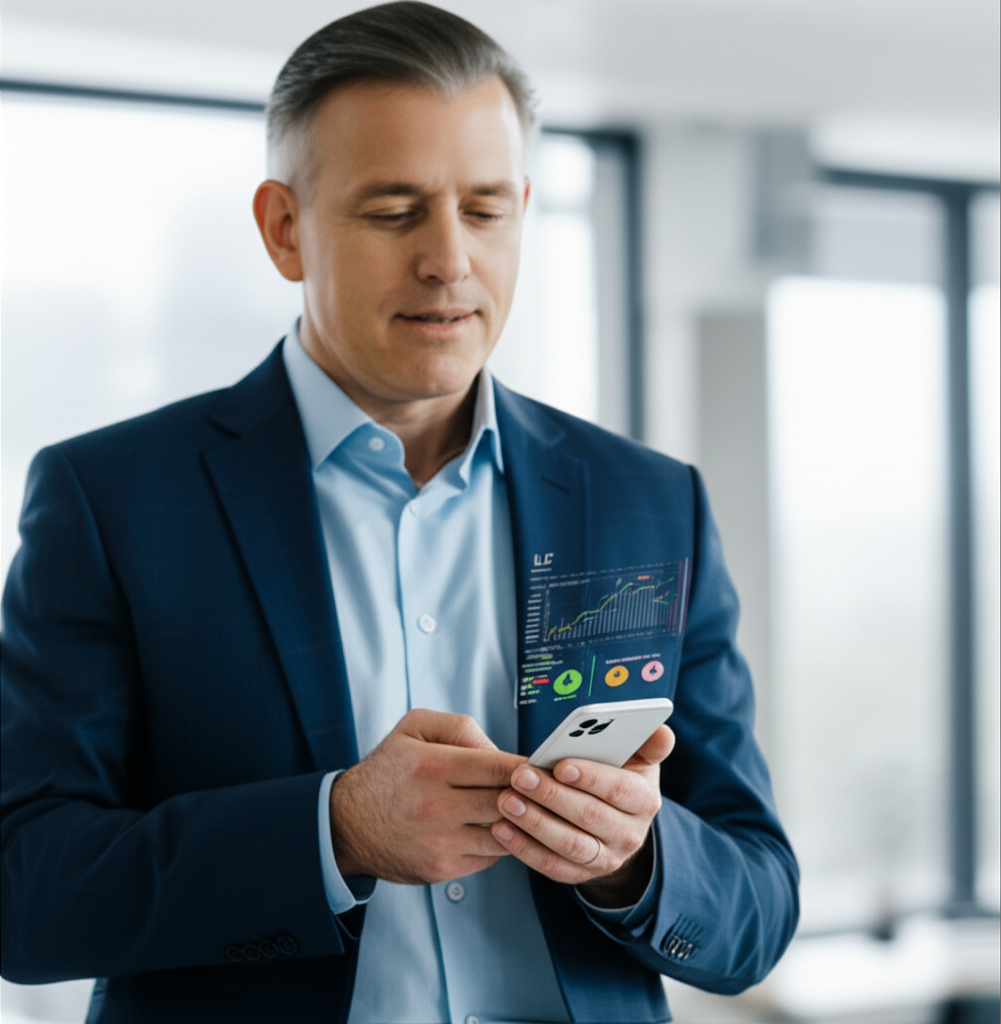 US investor reviewing a diversified investment portfolio on a tablet with cloud ETFs highlighted