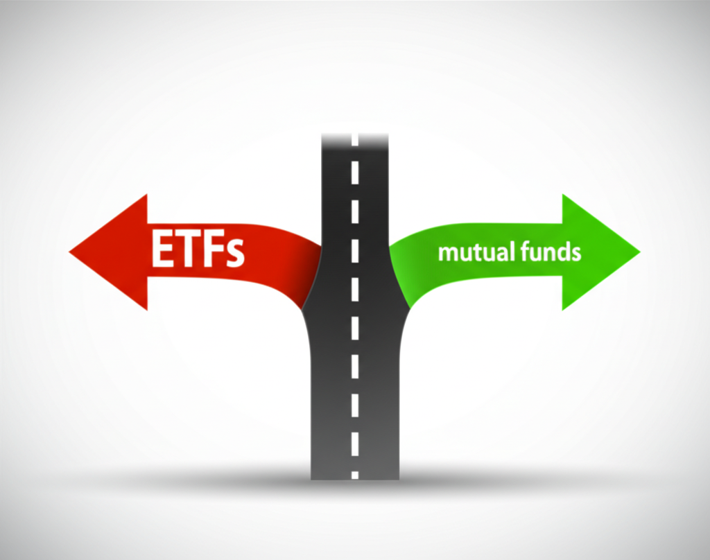 Illustration of decision-making process for choosing between bond ETFs and mutual funds