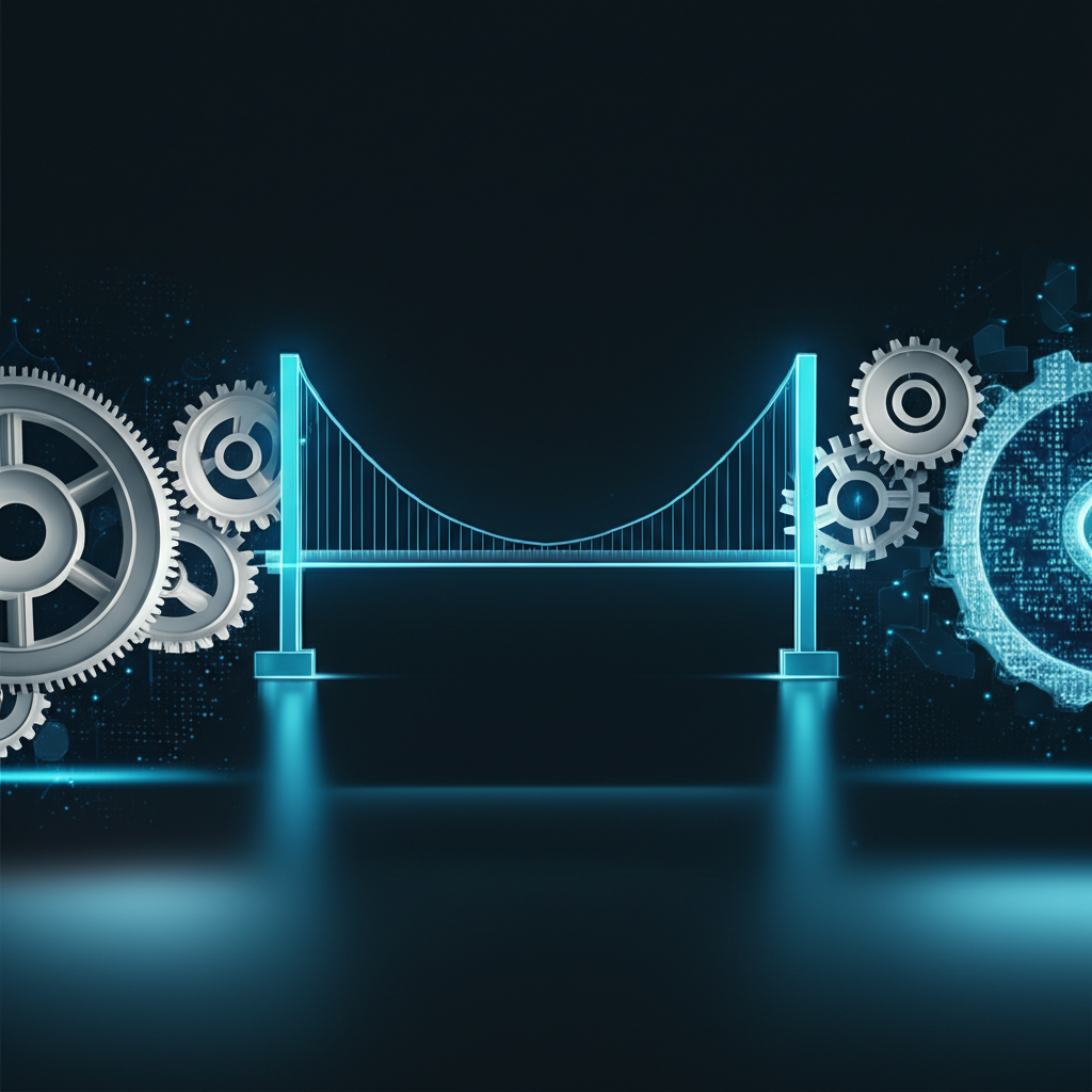 Conceptual image of finance bridging traditional markets with blockchain technology through tokenized assets