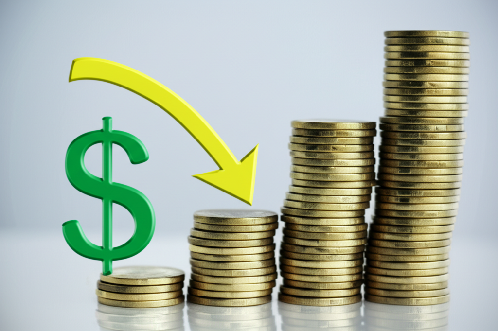 Chart illustrating a declining US dollar value alongside rising prices in commodities and international assets
