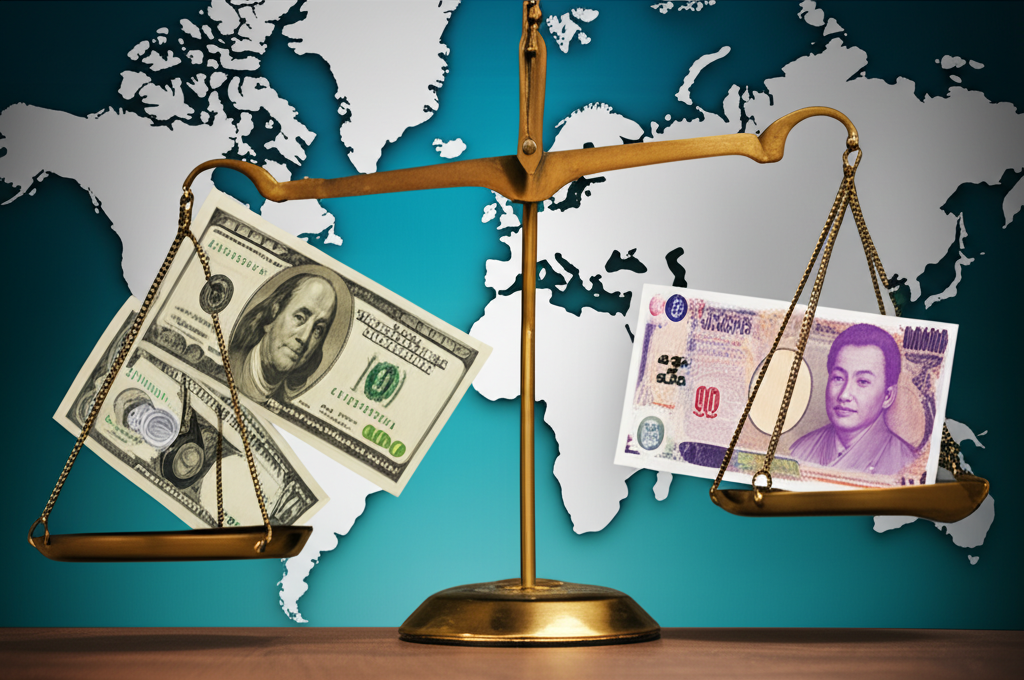 Visual representation of currency balances showing global economic influences on the dollar